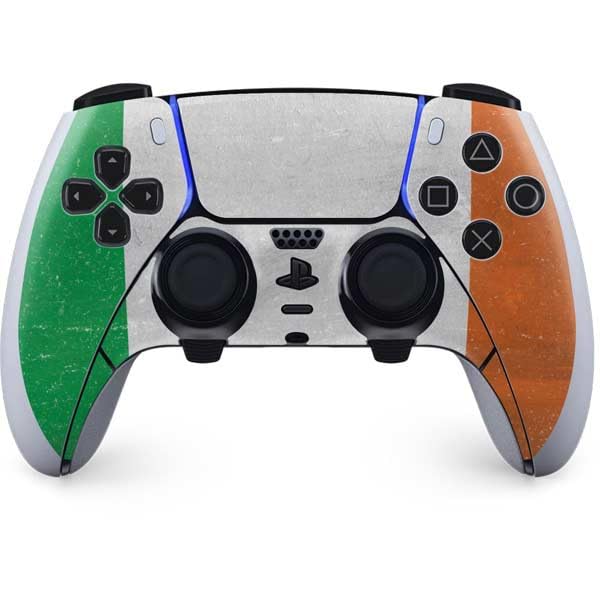 Skinit Decal Gaming Skin Compatible with PS5 DualSense Edge Pro Controller - Ireland Flag Distressed Design