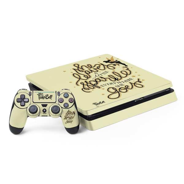 Skinit Decal Gaming Skin Compatible with PS4 Slim Bundle - Officially Licensed Disney Tinker Bell Leave A Little Sparkle Design