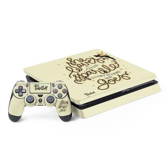 Skinit Decal Gaming Skin Compatible with PS4 Slim Bundle - Officially Licensed Disney Tinker Bell Leave A Little Sparkle Design