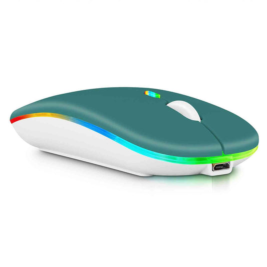 UrbanX Wireless Mouse, Rechargeable 2.4GHz & Bluetooth, RGB LED Deep Green, Compatible with Laptop/PC/Mac/Tablet, Model UXM030