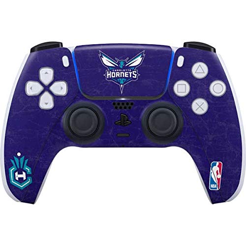 Skinit Decal Gaming Skin Compatible with PS5 Controller - Officially Licensed NBA Charlotte Hornets Distressed-Purple Design