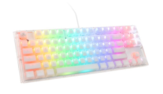 Ducky One 3 Aura 80% Mechanical Keyboard: Quack Mechanics Dampening  Hot-Swappable Cherry MX Blue Switches  High-Density PBT Doubleshot Keycaps  RGB  US  Aura White