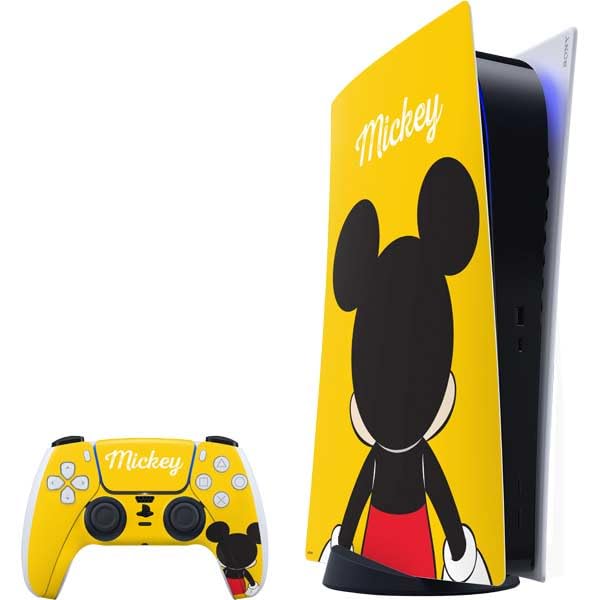 Skinit Decal Gaming Skin Compatible with PS5 Bundle - Officially Licensed Disney Mickey Mouse Backwards Design