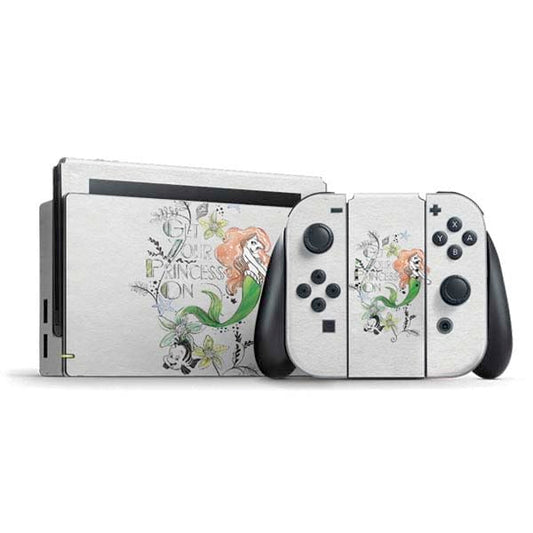 Skinit Decal Gaming Skin Compatible with Nintendo Switch Bundle - Officially Licensed Disney The Little Mermaid Ariel and Flounder Art Design
