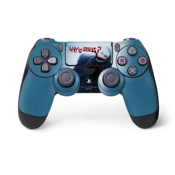 Skinit Decal Gaming Skin Compatible with PS4 Controller - Officially Licensed The Dark Knight Why So Serious Design