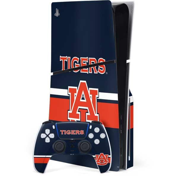 Skinit Decal Gaming Skin Compatible with PS5 Slim Disk Bundle - Officially Licensed Auburn University Tigers AU Design