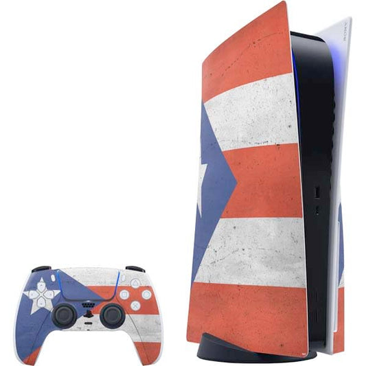 Skinit Decal Gaming Skin Compatible with PS5 Bundle - Puerto Rico Flag Distressed Design
