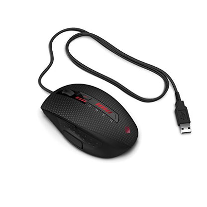 HP Omen X9000 Wired USB Gaming Mouse - 400-8200 DPI, Optimized Mechanical Switches, Customizable Buttons, Black
