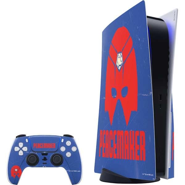 Skinit Decal Gaming Skin Compatible with PS5 Bundle - Officially Licensed DC Comics Peacemaker Helmet Design