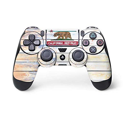 Skinit Decal Gaming Skin Compatible with PS4 Pro/Slim Controller - California Flag Light Wood Design