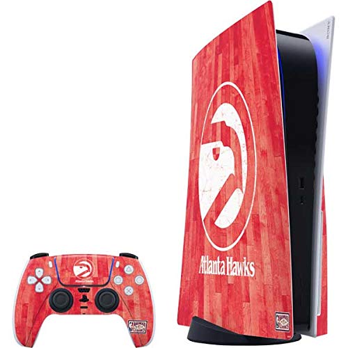 Skinit Decal Gaming Skin Compatible with PS5 Bundle - Officially Licensed NBA Atlanta Hawks Hardwood Classics Design