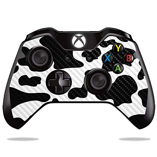 MightySkins Carbon Fiber Skin for Microsoft Xbox One or One S Controller - Cow Print | Protective  Durable Textured Carbon Fiber Finish | Easy to Apply  Remove  and Change Styles | Made in The USA