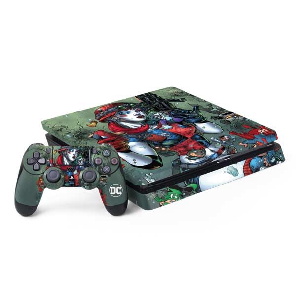 Skinit Decal Gaming Skin Compatible with PS4 Slim Bundle - Officially Licensed DC Comics Harley Quinn Little Black Book Cover#47 New 52 Art by Jim Lee Design