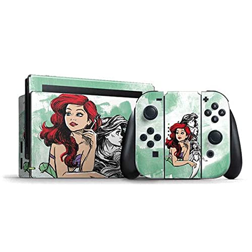 Skinit Decal Gaming Skin Compatible with Nintendo Switch Bundle - Officially Licensed Disney Princess Ariel Sketch Art Design