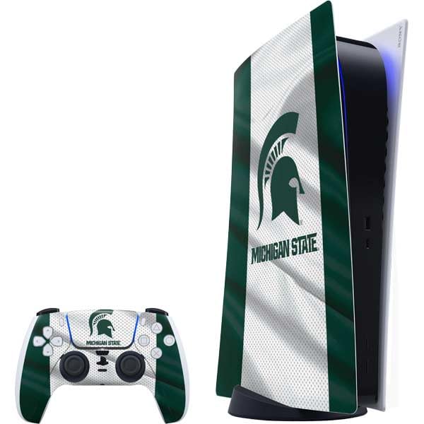 Skinit Decal Gaming Skin Compatible with PS5 Bundle - Officially Licensed Michigan State University Spartans Jersey Design