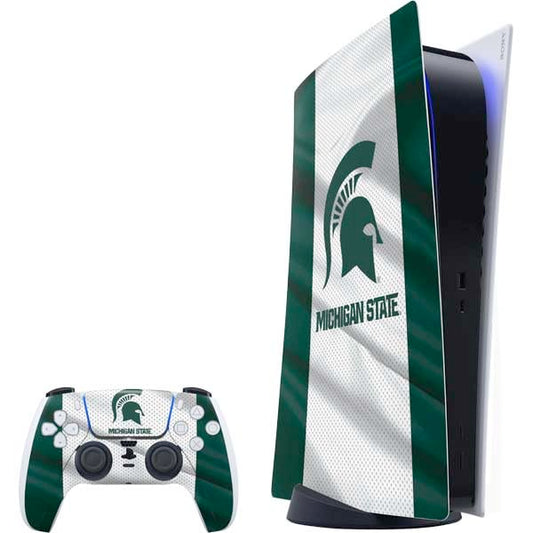 Skinit Decal Gaming Skin Compatible with PS5 Bundle - Officially Licensed Michigan State University Spartans Jersey Design