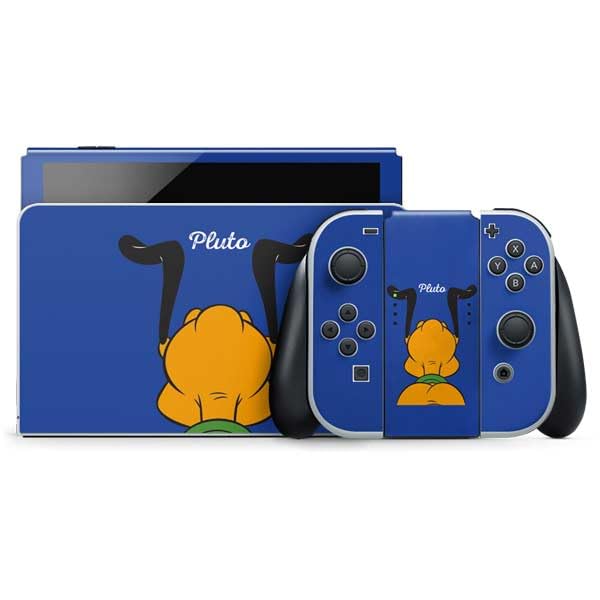 Skinit Decal Gaming Skin Compatible with Nintendo Switch OLED (2021) - Officially Licensed Disney Friends Pluto Backwards Design