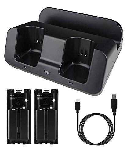eLUUGIE 3 in 1 Charger Dock for Wii U Gamepad - Black Charging Station & Cradle