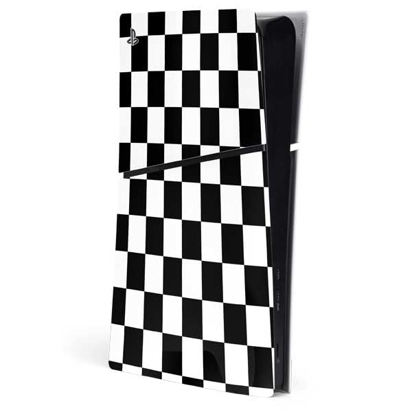 Skinit Decal Gaming Skin Compatible with PS5 Slim Digital Edition Console - Black and White Checkered Design