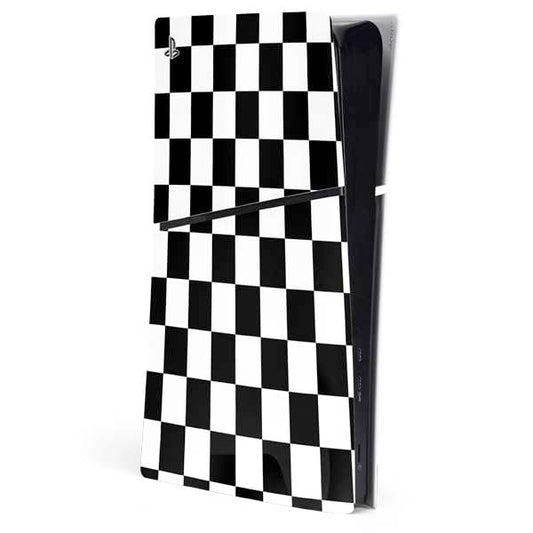 Skinit Decal Gaming Skin Compatible with PS5 Slim Digital Edition Console - Black and White Checkered Design