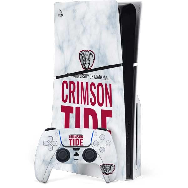 Skinit Decal Gaming Skin Compatible with PS5 Slim Disk Bundle - Officially Licensed University of Alabama Crimson Tide Net Design