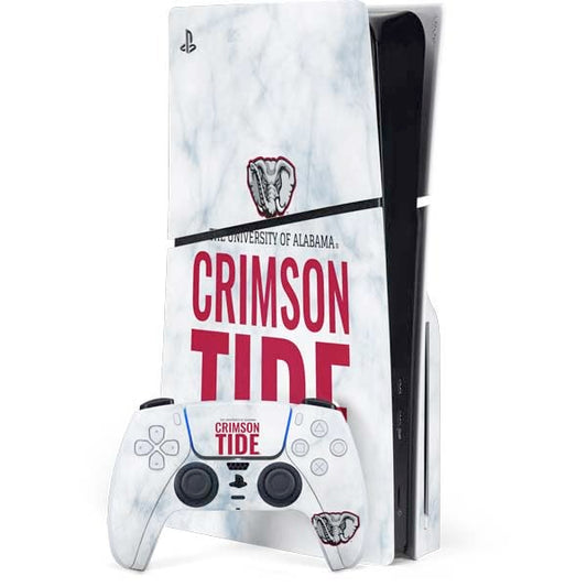 Skinit Decal Gaming Skin Compatible with PS5 Slim Disk Bundle - Officially Licensed University of Alabama Crimson Tide Net Design