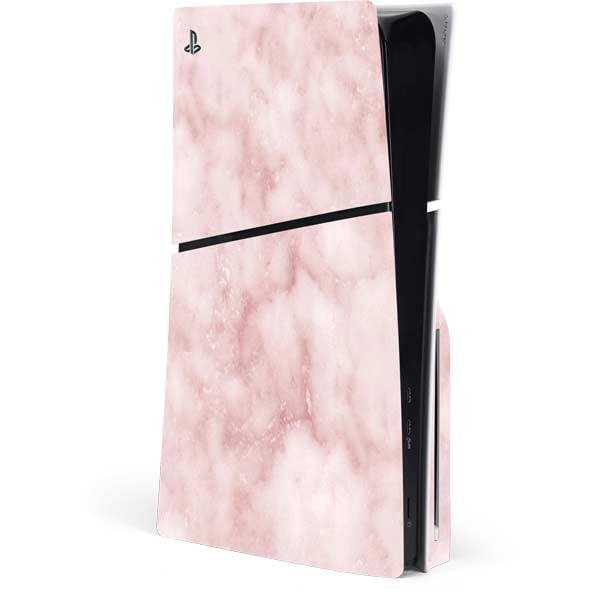 Skinit Decal Gaming Skin Compatible with PS5 Slim Disk Console - Blush Marble Design