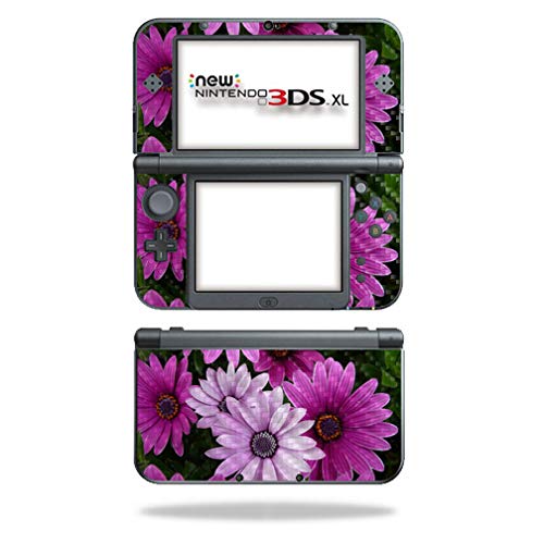 MightySkins Carbon Fiber Skin for Nintendo New 3DS XL (2015) - Purple Flowers | Protective  Durable Textured Carbon Fiber Finish | Easy to Apply  Remove  and Change Styles | Made in The USA