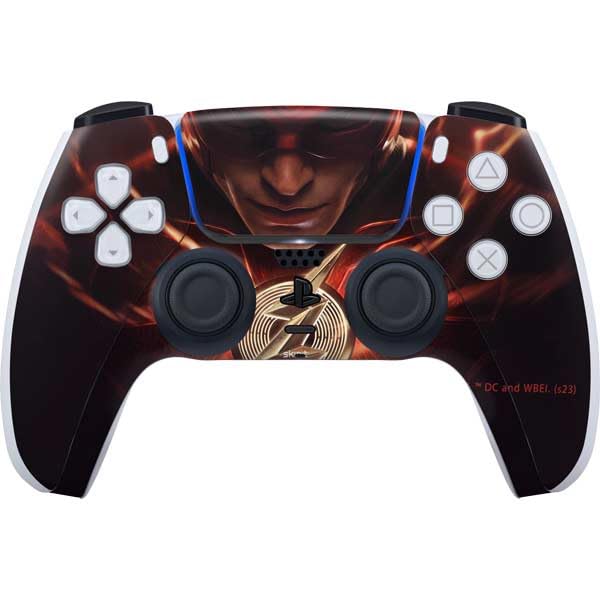 Skinit Decal Gaming Skin Compatible with PS5 Controller - Officially Licensed DC Comics The Flash Movie: The Flash Poster Design