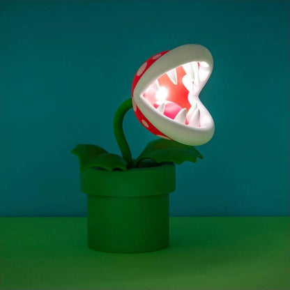 Super Mario Mini Piranha Plant Posable Lamp - Black/White, Standard Size, Officially Licensed Night Light for Gamers and Movie Fans