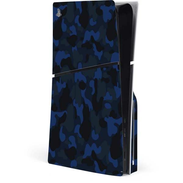 Skinit Decal Gaming Skin Compatible with PS5 Slim Disk Console - Blue Street Camo Design