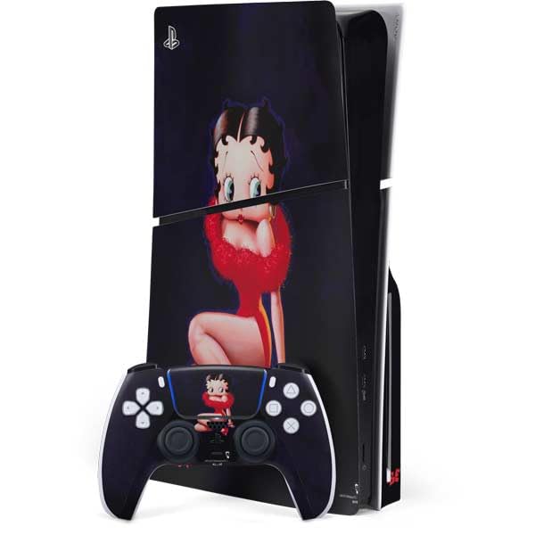 Skinit Decal Gaming Skin Compatible with PS5 Slim Disk Bundle - Officially Licensed Betty Boop Red Dress Design