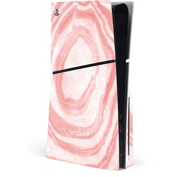 Skinit Decal Gaming Skin Compatible with PS5 Slim Disk Console - Marbleized Pink Design