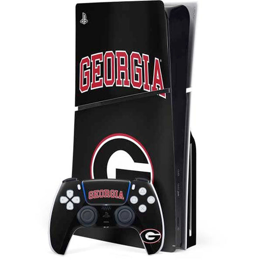Skinit Decal Gaming Skin Compatible with PS5 Slim Disk Bundle - Officially Licensed University of Georgia Collegiate Text Design