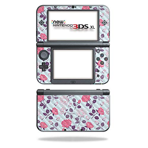 MightySkins Carbon Fiber Skin for Nintendo New 3DS XL (2015) - Vintage Floral | Protective  Durable Textured Carbon Fiber Finish | Easy to Apply  Remove  and Change Styles | Made in The USA