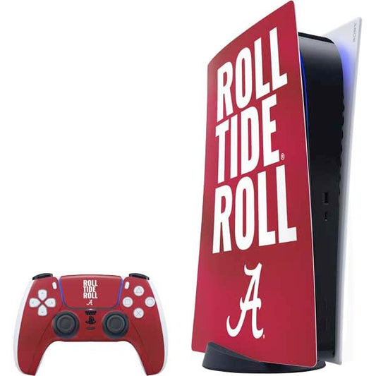 Skinit Decal Gaming Skin Compatible with PS5 Bundle - Officially Licensed University of Alabama Roll Tide Roll Design