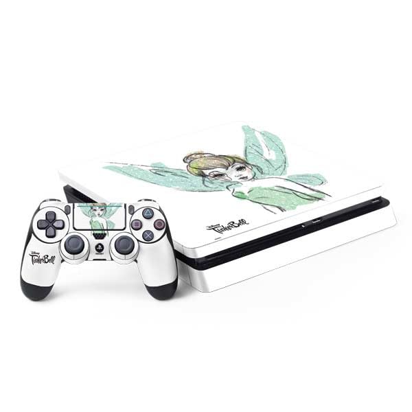 Skinit Decal Gaming Skin Compatible with PS4 Slim Bundle - Officially Licensed Disney Tinker Bell Watercolor Fairy Art Design