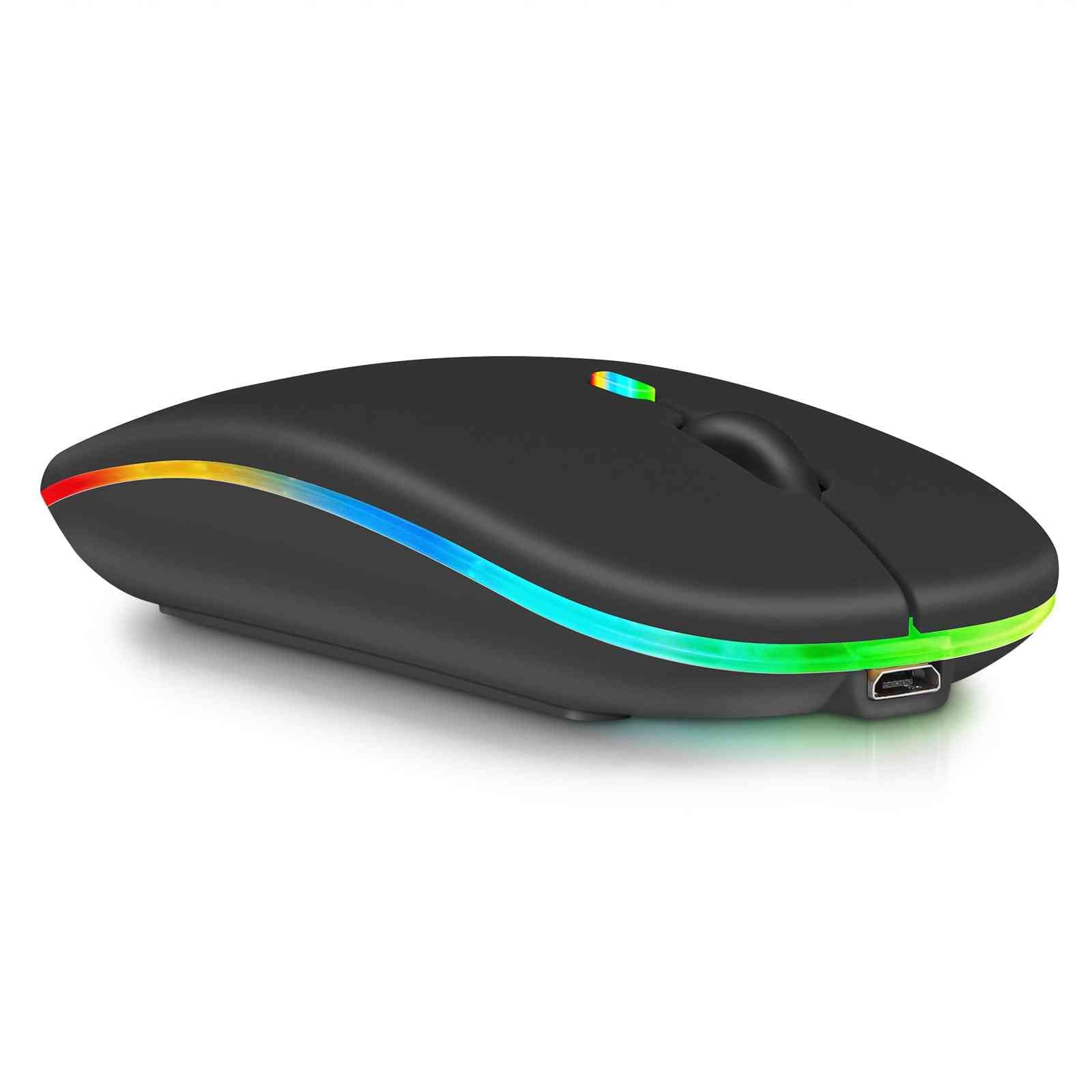UrbanX Wireless Mouse - 2.4GHz & Bluetooth, Rechargeable, RGB LED, Onyx Black, Model UXM030 for Laptop/PC/Mac/Tablet/Android