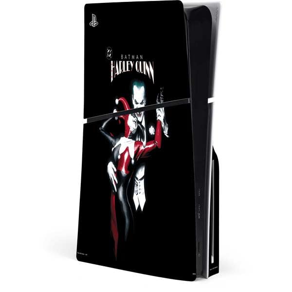 Skinit Decal Gaming Skin Compatible with PS5 Slim Disk Console - Officially Licensed DC Comics The Joker Batman: Harley Quinn Cover #1 Art by Alex Ross. Piece Also Known as Tango with Evil Design