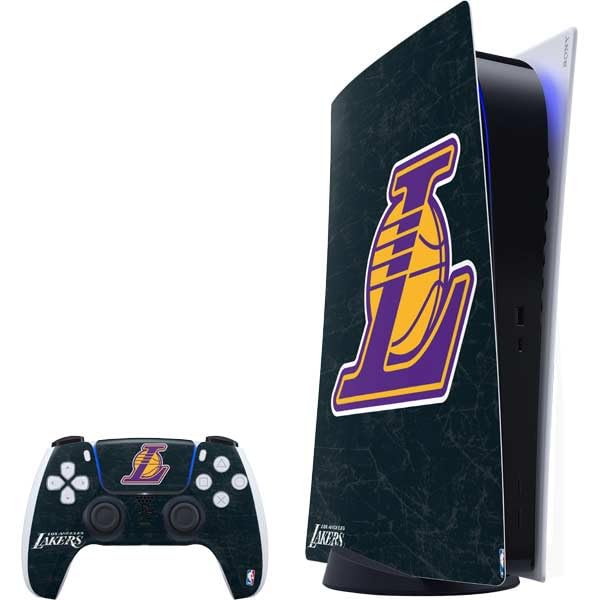 Skinit Decal Gaming Skin Compatible with PS5 Bundle - Officially Licensed NBA Los Angeles Lakers Secondary Logo Design