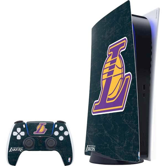 Skinit Decal Gaming Skin Compatible with PS5 Bundle - Officially Licensed NBA Los Angeles Lakers Secondary Logo Design