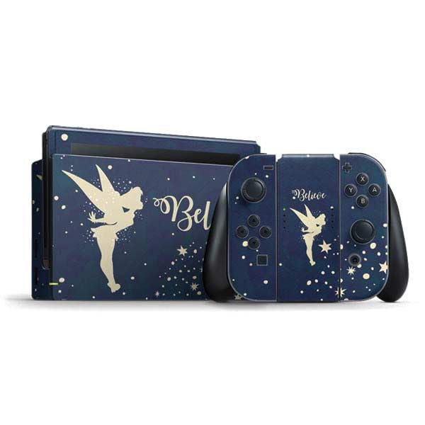 Skinit Decal Gaming Skin Compatible with Nintendo Switch Bundle - Officially Licensed Disney Tinker Bell Believe Design