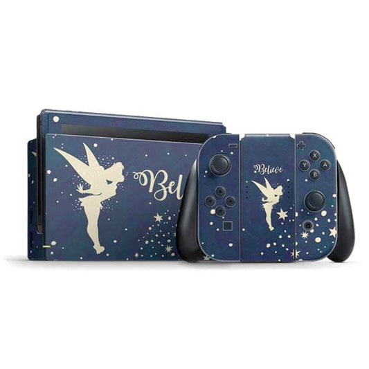 Skinit Decal Gaming Skin Compatible with Nintendo Switch Bundle - Officially Licensed Disney Tinker Bell Believe Design