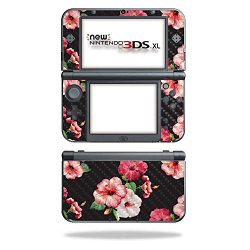 MightySkins Carbon Fiber Skin for Nintendo New 3DS XL (2015) - Hibiscus | Protective  Durable Textured Carbon Fiber Finish | Easy to Apply  Remove  and Change Styles | Made in The USA