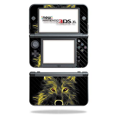 MightySkins Carbon Fiber Skin for Nintendo New 3DS XL (2015) - Neon Wolf | Protective  Durable Textured Carbon Fiber Finish | Easy to Apply  Remove  and Change Styles | Made in The USA
