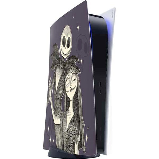 Skinit Decal Gaming Skin Compatible with PS5 Digital Edition Console - Officially Licensed Disney The Nightmare Before Christmas Jack and Sally Art Design