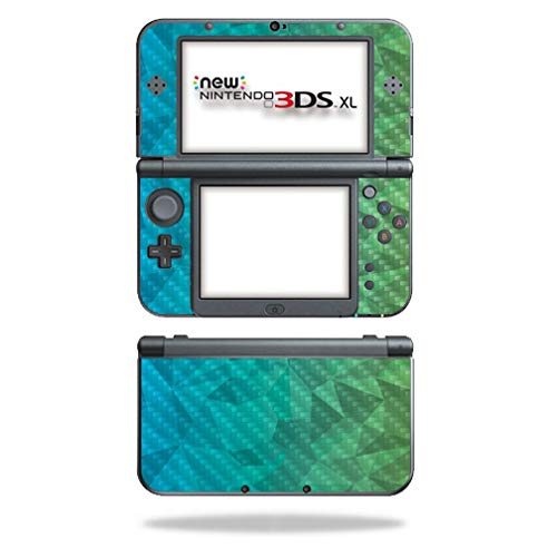 MightySkins Carbon Fiber Skin for Nintendo New 3DS XL (2015) - Blue Green Polygon | Protective  Durable Textured Carbon Fiber Finish | Easy to Apply  Remove  and Change Styles | Made in The USA