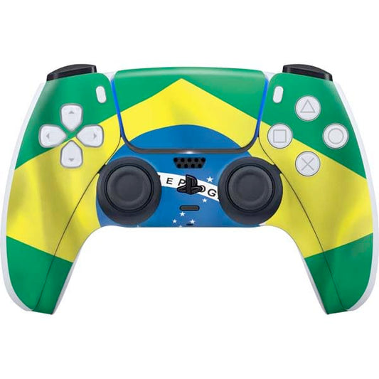 Skinit Decal Gaming Skin Compatible with PS5 Controller - Brazil Flag Design