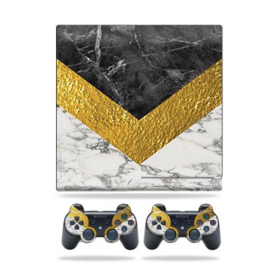 MIGHTY SKINS PS3 Slim Skin + 2 Controllers – Modern Marble Vinyl Wrap, Durable & Easy to Apply, Made in USA