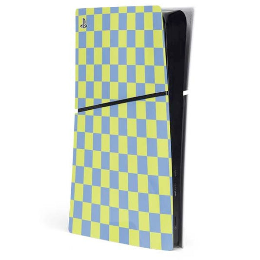 Skinit Decal Gaming Skin Compatible with PS5 Slim Digital Edition Console - Neon Checkered Design